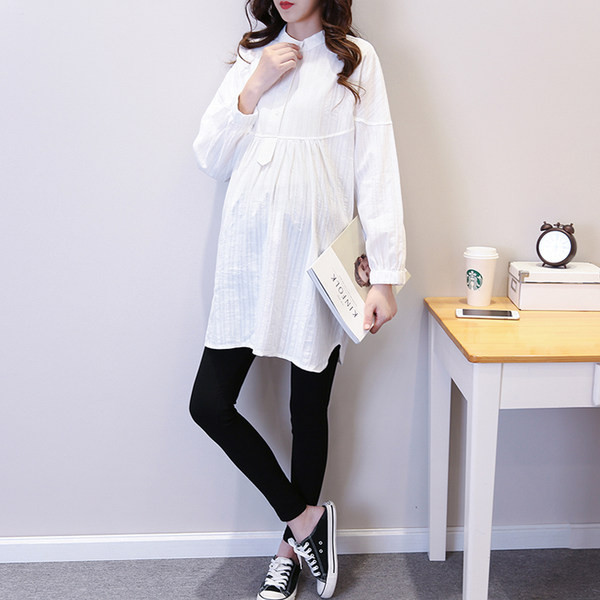 Дамска дълга риза с дълъг ръкав подходяща за бременни