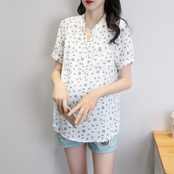 Лятна дамска риза с флорален десен за бременни