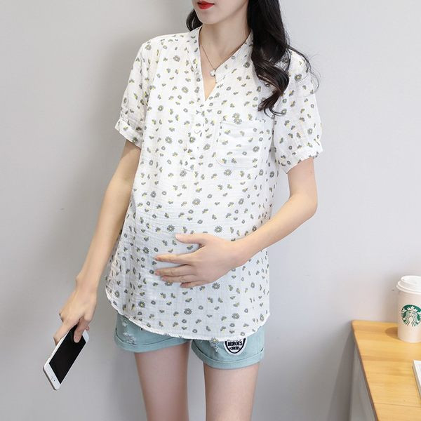 Лятна дамска риза с флорален десен за бременни