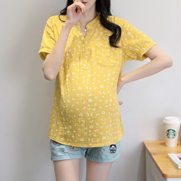 Лятна дамска риза с флорален десен за бременни