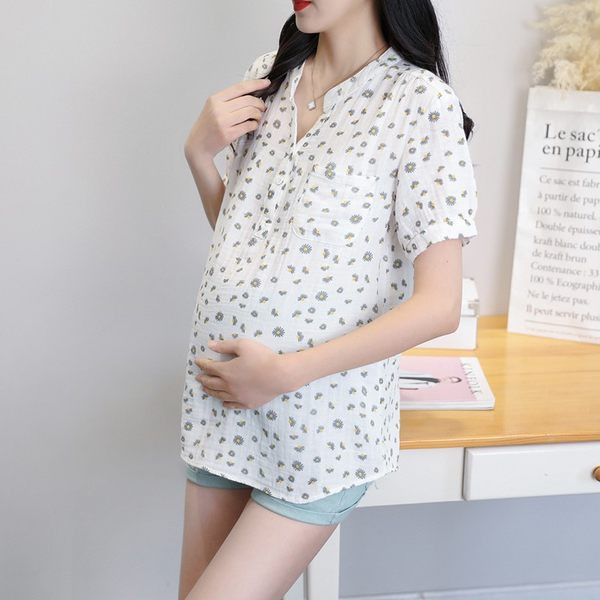 Лятна дамска риза с флорален десен за бременни