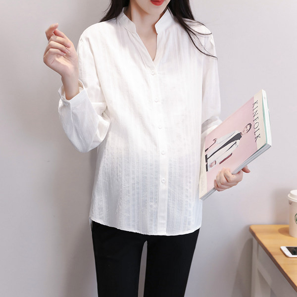 Ежедневна риза с дълъг ръкав и закопчаване с копчета за бременни