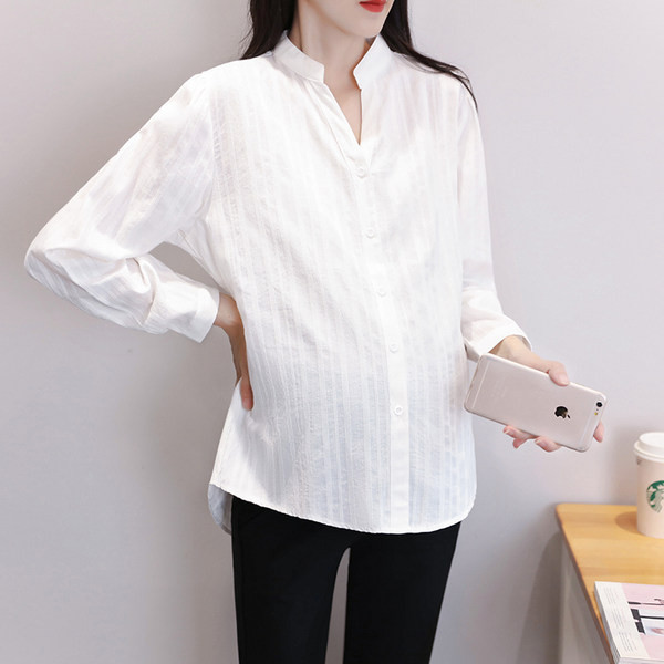 Ежедневна риза с дълъг ръкав и закопчаване с копчета за бременни