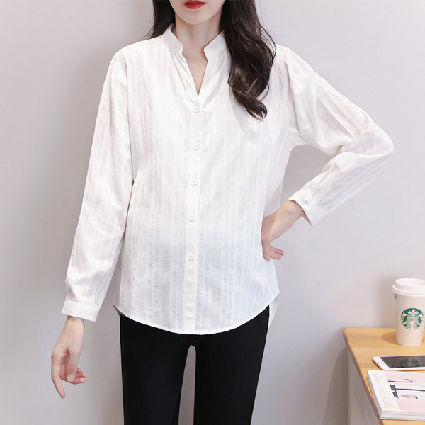 Ежедневна риза с дълъг ръкав и закопчаване с копчета за бременни