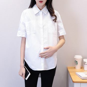 Μακρυμάνικο πουκάμισο εγκυμοσύνης με τσέπες και κουμπιά