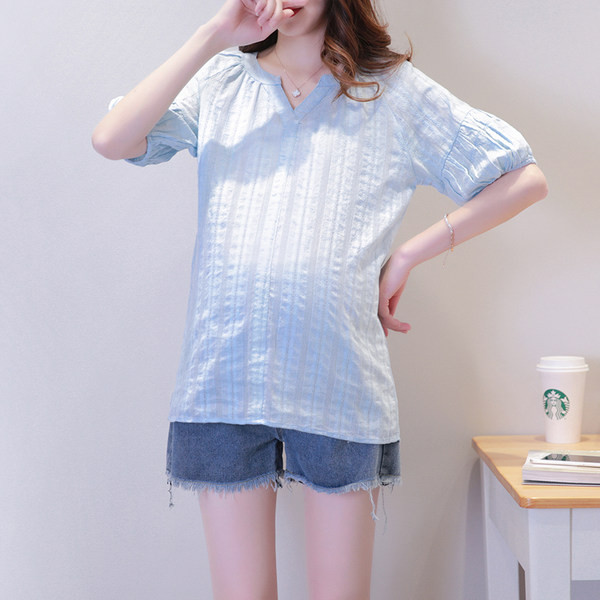 Дамска риза с шпиц деколте за бременни