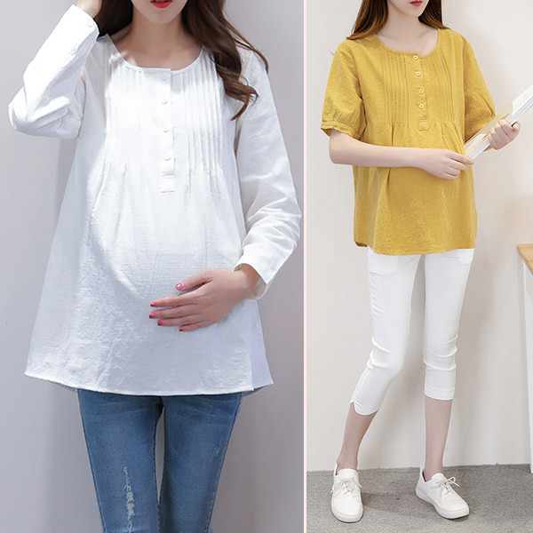 Нов модел риза с къс и дълъг ръкав за бременни 