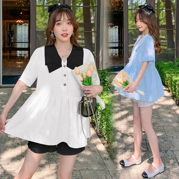 Дамска разкроена туника с копчета за бременни