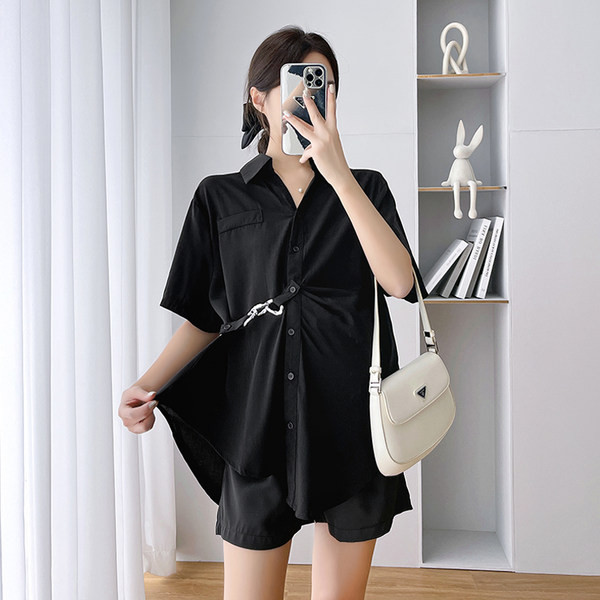 Лятна дамска риза за бременни с шпиц деколте