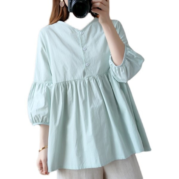 Памучна риза широк модел с копчета за бременни