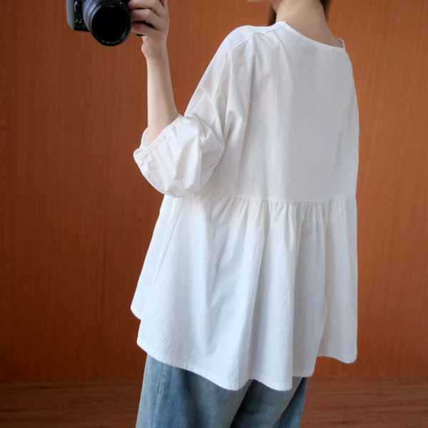 Памучна риза широк модел с копчета за бременни