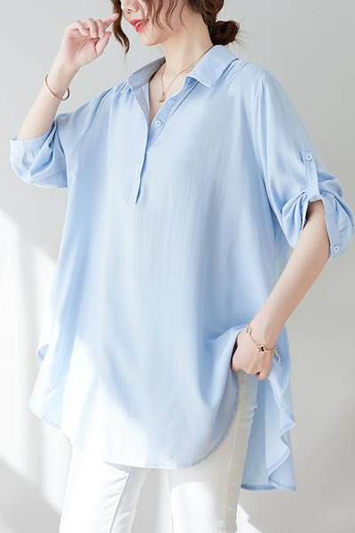 Широка риза с регулиращ се ръкав за бременни