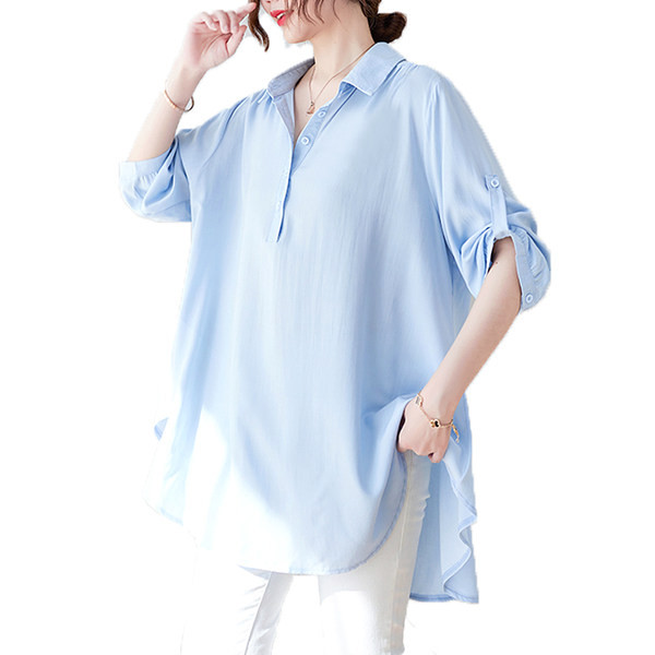 Широка риза с регулиращ се ръкав за бременни