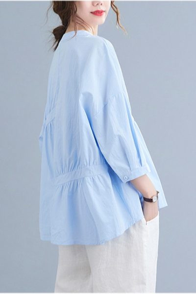 Широк модел риза за бременни с V-образно деколте  