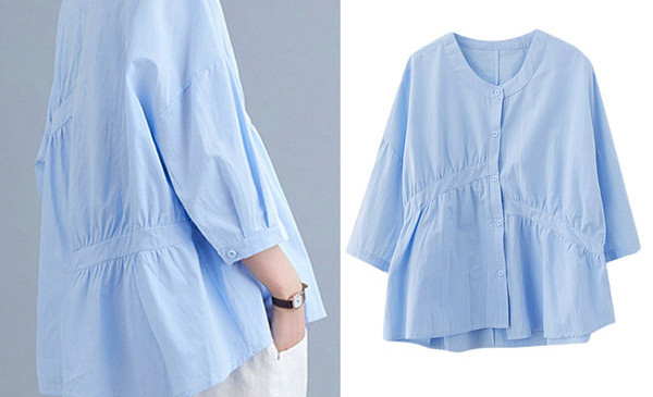 Широк модел риза за бременни с V-образно деколте  