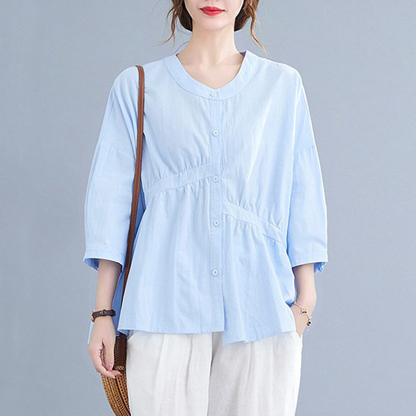 Широк модел риза за бременни с V-образно деколте  