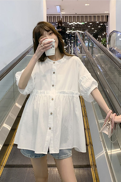 Βαμβακερό πουκάμισο με κουμπιά για εγκύους