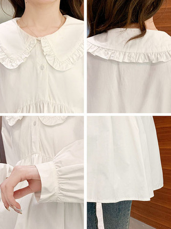 Φαρδύ μοντέλο γυναικείο πουκάμισο με οβάλ λαιμόκοψη για εγκύους