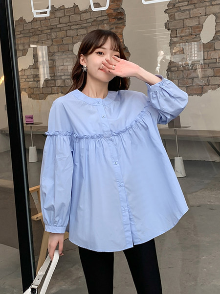 Широка пролетна риза с дълъг ръкав за бременни