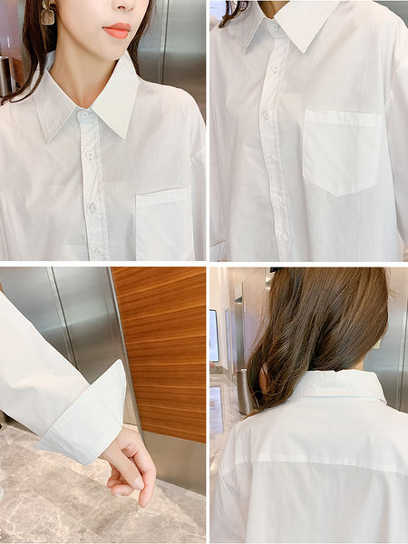 Широка дамска риза с класическа яка за бременни