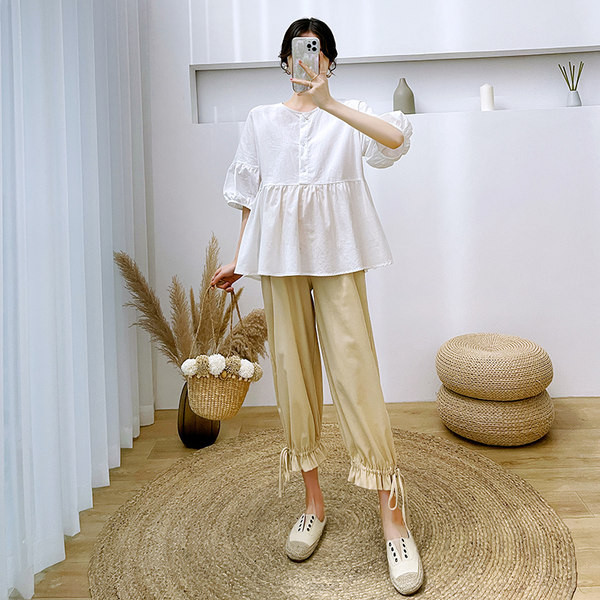 Μοντέλο κομμένο βαμβακερό πουκάμισο για εγκύους