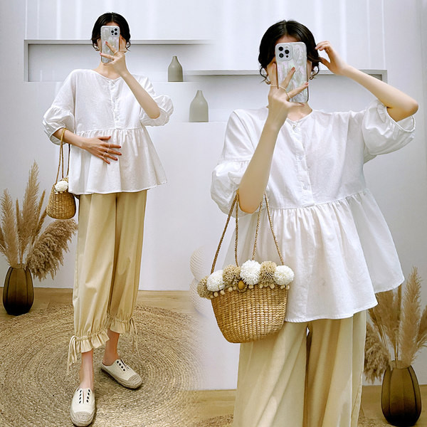 Μοντέλο κομμένο βαμβακερό πουκάμισο για εγκύους