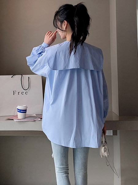 Μοντέρνα  μακρυμάνικο πουκάμισο εγκυμοσύνης με κορδόνι