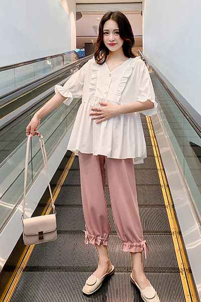 Модерна дамска риза с шпиц деколте и 3/4  ръкави