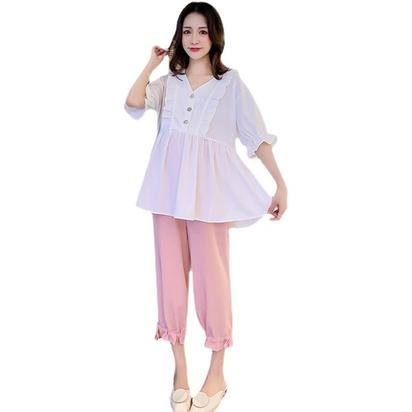 Модерна дамска риза с шпиц деколте и 3/4  ръкави