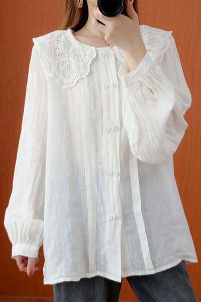 Μακρυμάνικο πουκάμισο με κέντημα για εγκύους casual