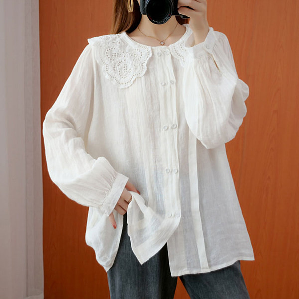 Μακρυμάνικο πουκάμισο με κέντημα για εγκύους casual