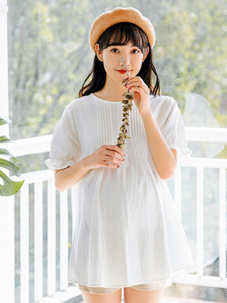 Moderna majica za trudnice kratkih rukava s O-izrezom