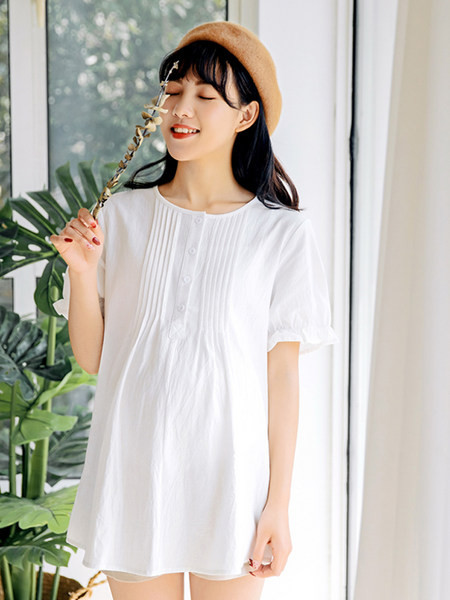 Moderna majica za trudnice kratkih rukava s O-izrezom