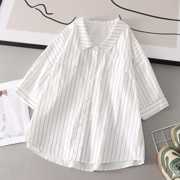 Prugasta trudnička košulja s 3/4 rukavima i V-izrezom