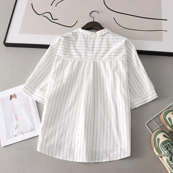 Prugasta trudnička košulja s 3/4 rukavima i V-izrezom