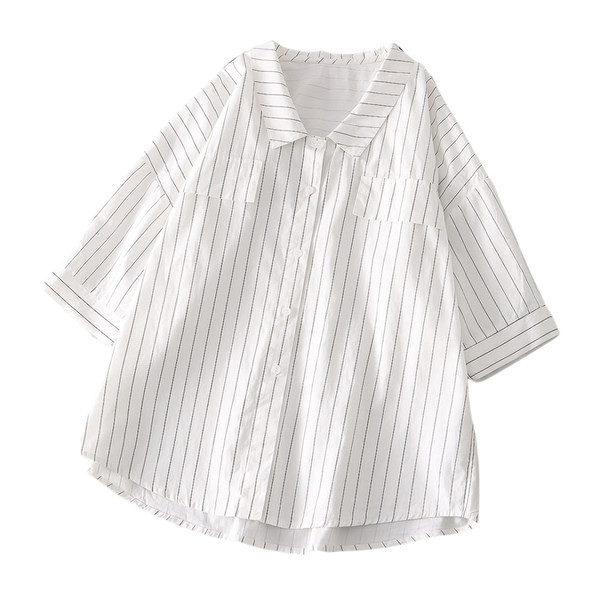 Prugasta trudnička košulja s 3/4 rukavima i V-izrezom