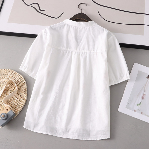 Μοντέρνο πουκάμισο για εγκύους με κέντημα και λαιμόκοψη V