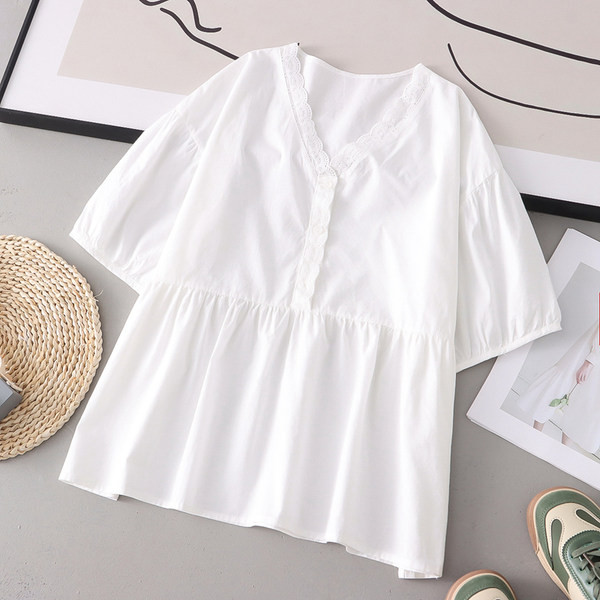 Νέο μοντέλο γυναικείο πουκάμισο με μυτερή λαιμόκοψη και κουμπιά για εγκύους