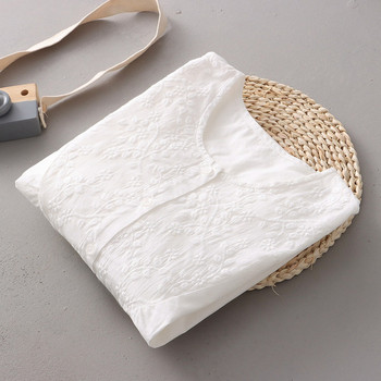 Γυναικείο καλοκαιρινό πουκάμισο με οβάλ λαιμόκοψη για εγκύους - λευκό χρώμα