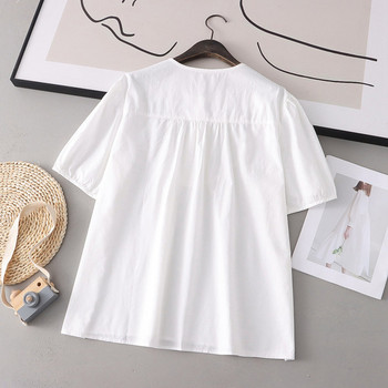 Γυναικείο καλοκαιρινό πουκάμισο με οβάλ λαιμόκοψη για εγκύους - λευκό χρώμα