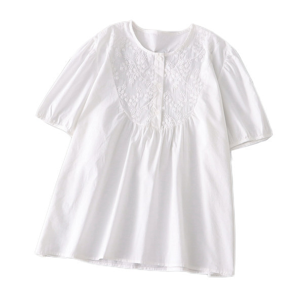 Ženska ljetna košulja s ovalnim izrezom za trudnice - bijela boja