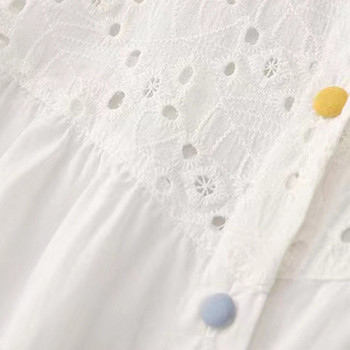 Широка памучна риза с цветни копчета за бременни