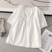 Široka pamučna trudnička košulja s čipkom