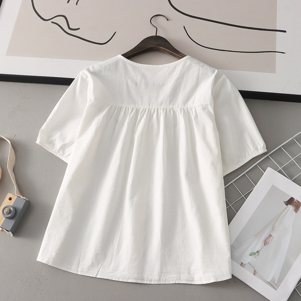 Široka pamučna trudnička košulja s čipkom