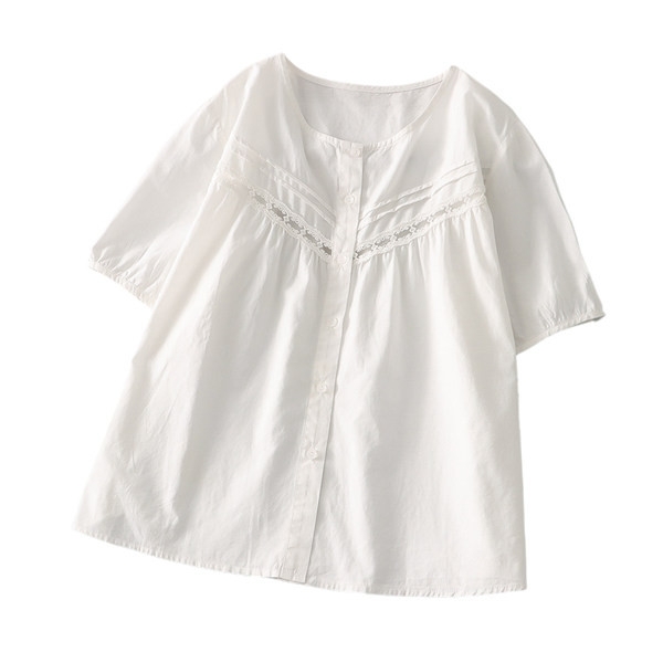 Široka pamučna trudnička košulja s čipkom