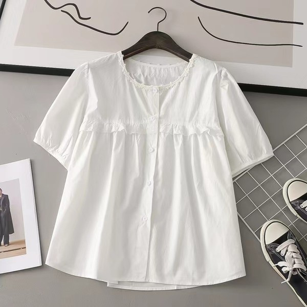 Βαμβακερό πουκάμισο εγκυμοσύνης με κέντημα και κούμπωμα με κουμπιά