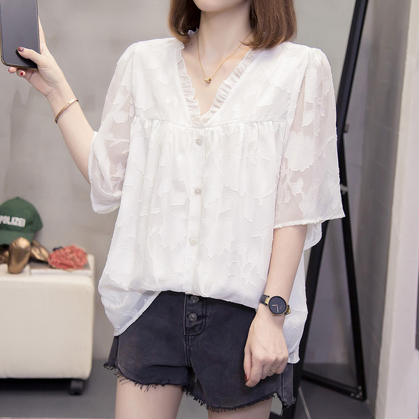 Δαντελένιο πουκάμισο εγκυμοσύνης με κουμπιά και φούτερ