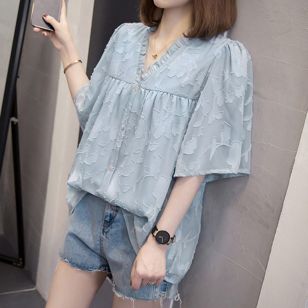 Δαντελένιο πουκάμισο εγκυμοσύνης με κουμπιά και φούτερ