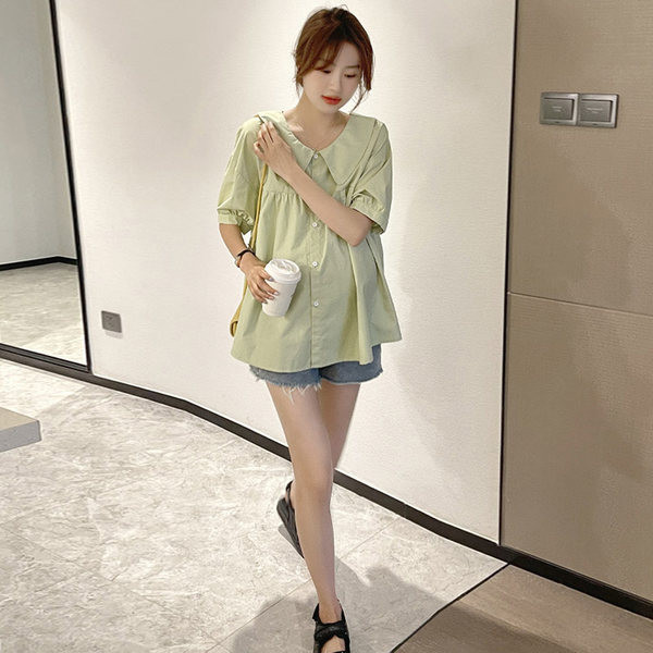 Γυναικείο καθημερινό πουκάμισο εγκυμοσύνης με μανίκια 3/4