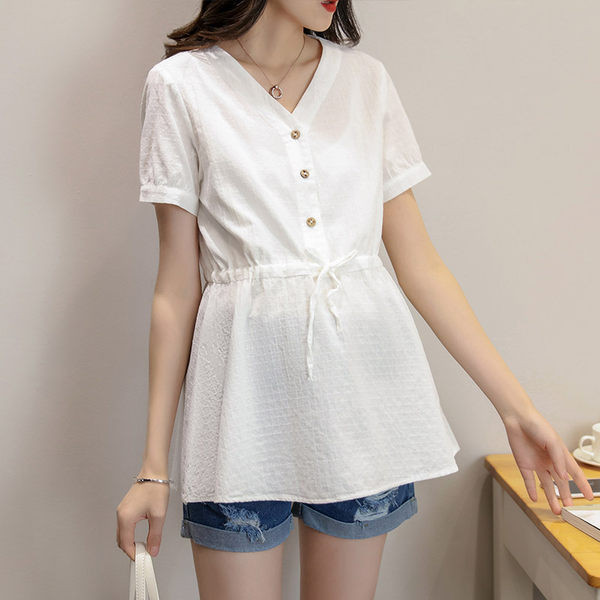 Cropped πουκάμισο με κορδόνια στη μέση